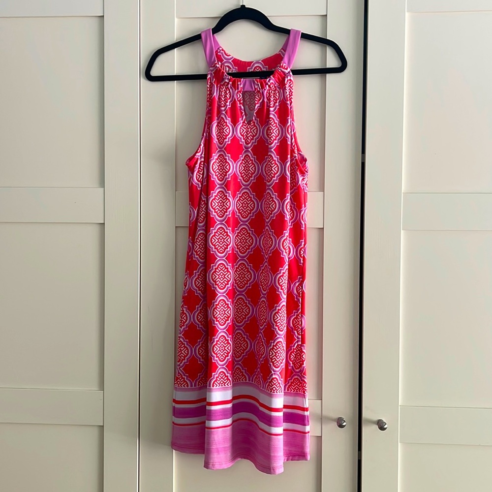 Cabana Life Pink and White Patterned Dress